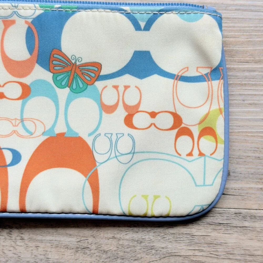Vintage Coach Optic Butterfly Signature Wristlet Blue Multicolor Y2K Monogram